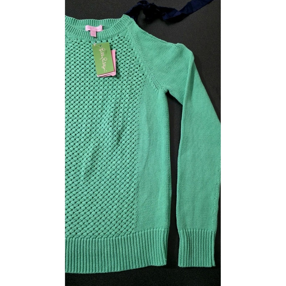 NEW Lilly Pulitzer Green Mallory Cold Shoulder Tie Pullover Knit Sweater Sz S